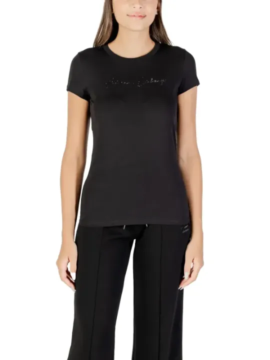 "Armani Exchange T-Shirts im Sale | Armani Exchange Damen Strass T-Shirt Herbst/Winter Schwarz online kaufen"|Planet-Deluxe