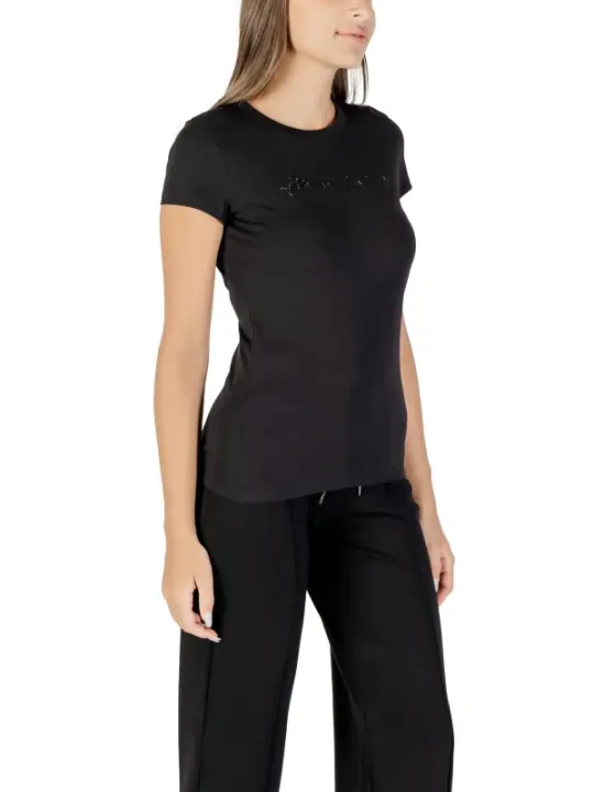 "Armani Exchange T-Shirts im Sale | Armani Exchange Damen Strass T-Shirt Herbst/Winter Schwarz online kaufen"|Planet-Deluxe