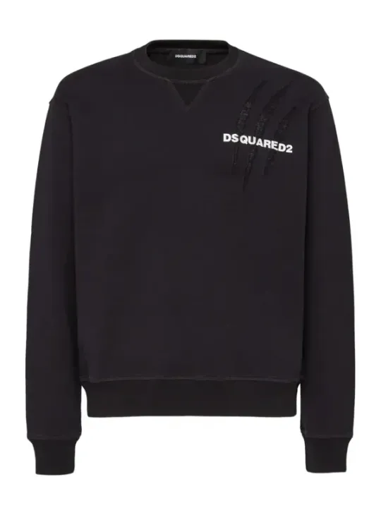 "Dsquared2 Sweatshirts im Sale | Dsquared2 Herren Fleece Herbst/Winter Schwarz Druck  online kaufen"|Planet-Deluxe
