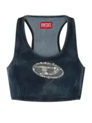 "Diesel Tops im Sale | Diesel Damen Top Blau Frühling Sommerärmellos Rundhals online kaufen"|Planet-Deluxe