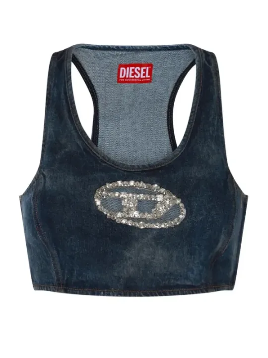"Diesel Tops im Sale | Diesel Damen Top Blau Frühling Sommerärmellos Rundhals online kaufen"|Planet-Deluxe
