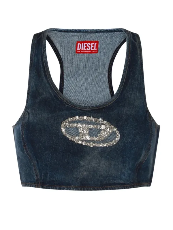 "Diesel Tops im Sale | Diesel Damen Top Blau Frühling Sommerärmellos Rundhals online kaufen"|Planet-Deluxe