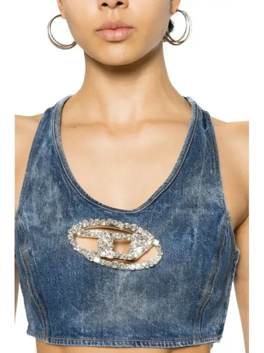 "Diesel Tops im Sale | Diesel Damen Top Blau Frühling Sommerärmellos Rundhals online kaufen"|Planet-Deluxe