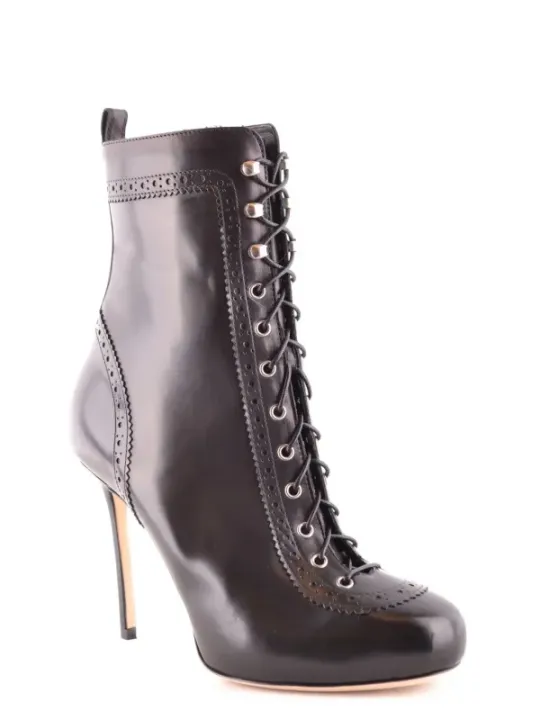"Dsquared2 Stiefel im Sale | Dsquared2 Stiefel Damen - Herbst/Winter Schwarz Leder mit Reißverschluss, Rundspitze - Modell V_17244 online kaufen"|Planet-Deluxe