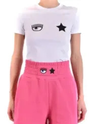 "Chiara Ferragni T-Shirts im Sale | Chiara Ferragni Damen TShirt Frühling Sommer Weiß Druck Kurzarm online kaufen"|Planet-Deluxe