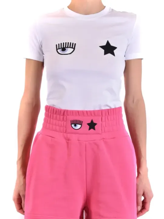 "Chiara Ferragni T-Shirts im Sale | Chiara Ferragni Damen TShirt Frühling Sommer Weiß Druck Kurzarm online kaufen"|Planet-Deluxe