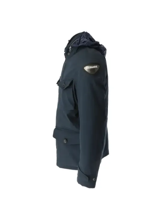 Graue Blauer Jacke mit Reißverschluss