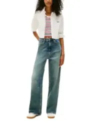 "Tommy Hilfiger Jeans Hemden im Sale | Tommy Hilfiger Jeans Damen Herbst/Winter Hemd in Weiß - Langarm, Bio-Baumwolle - Artikelcode: DW0DW21400 online kaufen"|Planet-Deluxe