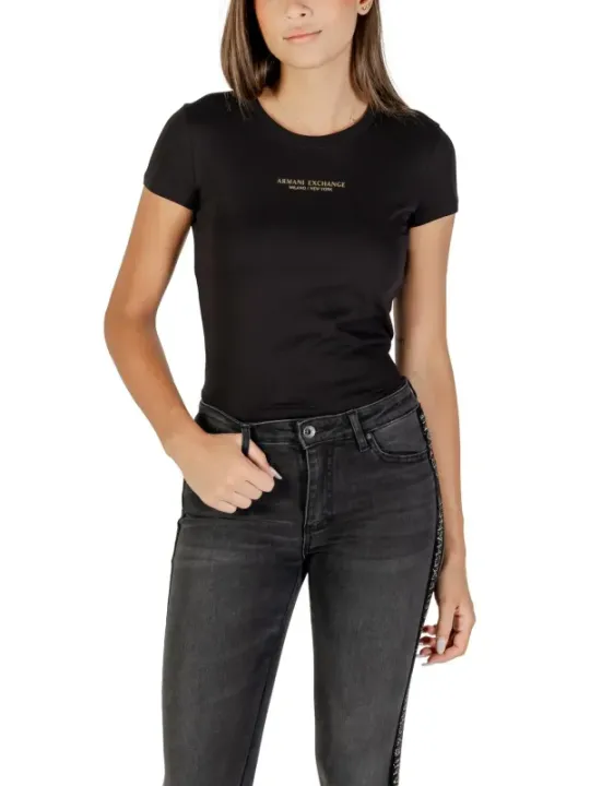 "Armani Exchange T-Shirts im Sale | Armani Exchange Damen T-Shirt Schwarz Herbst/Winter online kaufen"|Planet-Deluxe