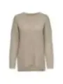 Leichter beiger Strickpullover mit Rundhals.