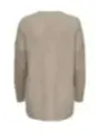 Beiger Damen V-Ausschnitt Strickpullover
