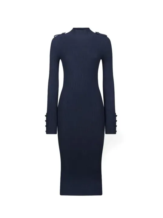 "Dondup Kleider im Sale | Dondup Damenkleid für Herbst/Winter – Blau, Langärmlig, Hoher Ausschnitt (Artikelcode: V_32156) online kaufen"|Planet-Deluxe
