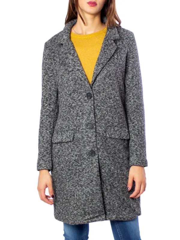 Grauer Tweedmantel, doppelreihig, Jacqueline De Yong Grauer Tweedmantel, doppelreihig, Jacqueline De Yong