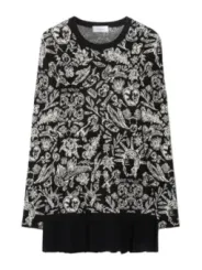 "Off-White Kleider im Sale | Off-White Damenkleid Schwarz mit Print - Langärmliges Herbst/Winter Kleid mit Rundhalsausschnitt | Artikelcode: EBO_2127 online kaufen"|Planet-Deluxe