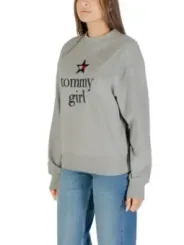 "Tommy Hilfiger Jeans Sweatshirts im Sale | Tommy Hilfiger Jeans Damen Fleece Pullover in Grau mit Druck – Bio-Baumwolle, Herbst/Winter Kollektion online kaufen"|Planet-Deluxe