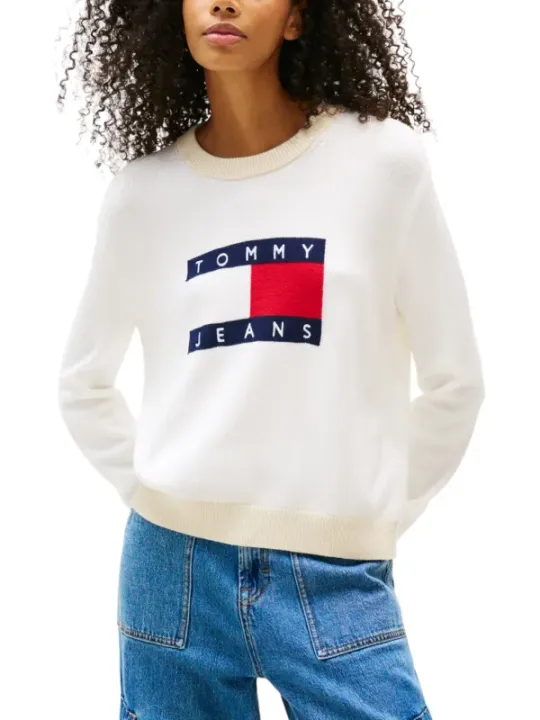 "Tommy Hilfiger Jeans Pullover im Sale | Tommy Hilfiger Jeans - Tommy Hilfiger Jeans Maglia Donna online kaufen"|Planet-Deluxe