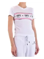 "Chiara Ferragni T-Shirts im Sale | Chiara Ferragni Damen T-Shirt Frühling Sommer Weiß Druck online kaufen"|Planet-Deluxe