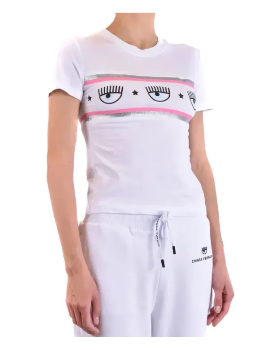 "Chiara Ferragni T-Shirts im Sale | Chiara Ferragni Damen T-Shirt Frühling Sommer Weiß Druck online kaufen"|Planet-Deluxe