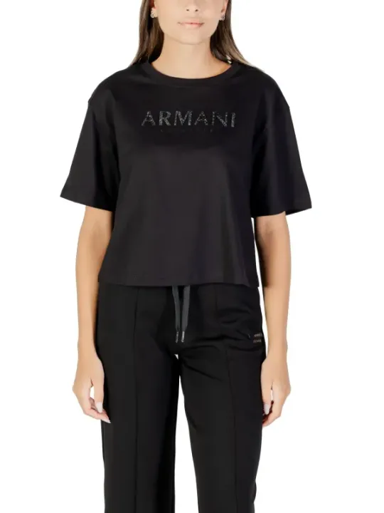 "Armani Exchange T-Shirts im Sale | Armani Exchange Damen T-Shirt Herbst/Winter Schwarz Print online kaufen"|Planet-Deluxe