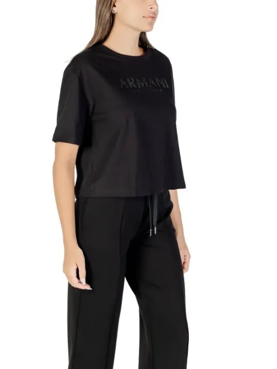 "Armani Exchange T-Shirts im Sale | Armani Exchange Damen T-Shirt Herbst/Winter Schwarz Print online kaufen"|Planet-Deluxe