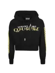 "Versace Jeans Couture Sweatshirts im Sale | Versace Jeans Couture Damen Hoodie Fleece Schwarz mit Druckmuster - Herbst/Winter Kollektion 100% Baumwolle online kaufen"|Planet-Deluxe