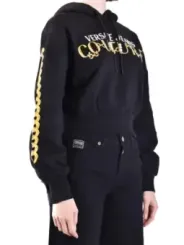 "Versace Jeans Couture Sweatshirts im Sale | Versace Jeans Couture Damen Hoodie Fleece Schwarz mit Druckmuster - Herbst/Winter Kollektion 100% Baumwolle online kaufen"|Planet-Deluxe