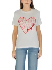"Desigual T-Shirts im Sale | Desigual Damen T-Shirt Herbst/Winter Weißer Druck Kurzarm online kaufen"|Planet-Deluxe