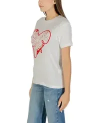 "Desigual T-Shirts im Sale | Desigual Damen T-Shirt Herbst/Winter Weißer Druck Kurzarm online kaufen"|Planet-Deluxe