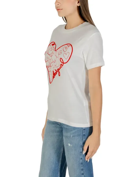 "Desigual T-Shirts im Sale | Desigual Damen T-Shirt Herbst/Winter Weißer Druck Kurzarm online kaufen"|Planet-Deluxe