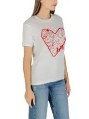 "Desigual T-Shirts im Sale | Desigual Damen T-Shirt Herbst/Winter Weißer Druck Kurzarm online kaufen"|Planet-Deluxe