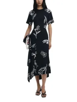 Desigual Damenkleid: Florales Schwarz für Herbst/Winter