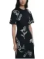 "Desigual Kleider im Sale | Desigual Damenkleid - Florales Herbst/Winter-Kleid in Schwarz mit Rundhalsausschnitt und kurzen Ärmeln - Artikelcode: 25WWVK44 online kaufen"|Planet-Deluxe