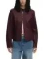 "Desigual Blazer im Sale | Desigual Damenkostümjacke in Bordeaux - Herbst/Winter Kollektion mit Reißverschluss und Vordertaschen (Artikelcode: 25WWEW43) online kaufen"|Planet-Deluxe