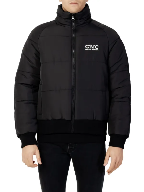 Schwarze gepolsterte Herrenjacke mit Logo Schwarze gepolsterte Herrenjacke mit Logo