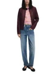"Desigual Blazer im Sale | Desigual Damenkostümjacke in Bordeaux - Herbst/Winter Kollektion mit Reißverschluss und Vordertaschen (Artikelcode: 25WWEW43) online kaufen"|Planet-Deluxe