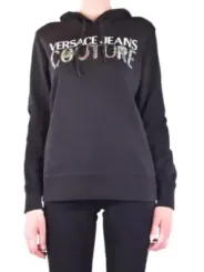 "Versace Jeans Couture Sweatshirts im Sale | Versace Jeans Couture Damen Kapuzenfleece in Schwarz mit Druckmuster - Herbst/Winter Kollektion, 100% Baumwolle, Artikelcode: V_ online kaufen"|Planet-Deluxe
