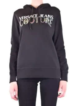 Versace Jeans Couture Damen Kapuzenfleece Schwarz - HW Kollektion