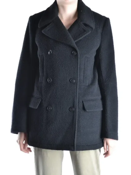 "Alexander Wang Mäntel im Sale | Alexander Wang Damen Wollmantel Schwarz - Eleganter Herbst/Winter Mantel mit Knopfverschluss und Vordertaschen online kaufen"|Planet-Deluxe