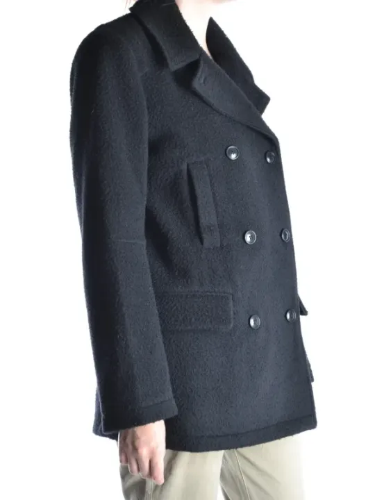 "Alexander Wang Mäntel im Sale | Alexander Wang Damen Wollmantel Schwarz - Eleganter Herbst/Winter Mantel mit Knopfverschluss und Vordertaschen online kaufen"|Planet-Deluxe
