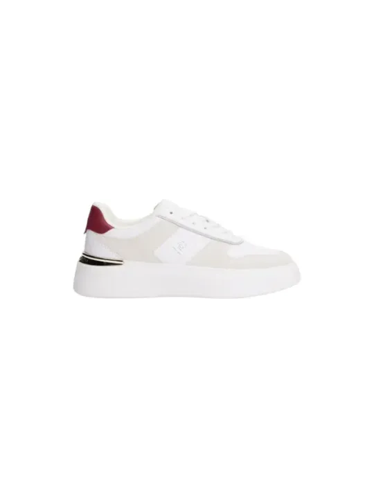 "Tommy Hilfiger Sneakers im Sale | Tommy Hilfiger Damen Herbst/Winter Sneaker - Weiße Ledersneaker mit Schnürung und Gummisohle (Artikelcode: FW0FW08632) online kaufen"|Planet-Deluxe