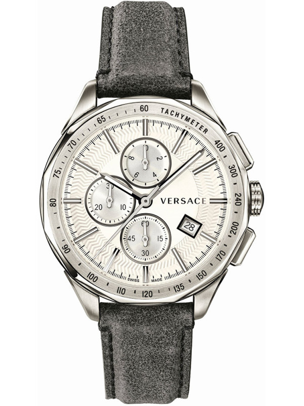 Graue Versace Uhr mit Lederarmband Graue Versace Uhr mit Lederarmband