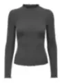 Grauer gerippter Pullover mit Rüschensaum