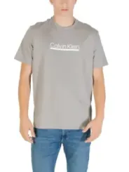 "Calvin Klein T-Shirts im Sale | Calvin Klein Herren TShirt Grau Druck Kurzarm Herbst Winter online kaufen"|Planet-Deluxe