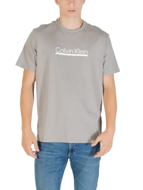 "Calvin Klein T-Shirts im Sale | Calvin Klein Herren TShirt Grau Druck Kurzarm Herbst Winter online kaufen"|Planet-Deluxe