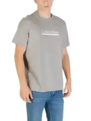 "Calvin Klein T-Shirts im Sale | Calvin Klein Herren TShirt Grau Druck Kurzarm Herbst Winter online kaufen"|Planet-Deluxe