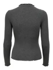 Dunkelgrauer Rippstrick Rollkragenpullover