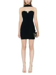 "Roberto Cavalli Kleider im Sale | Roberto Cavalli Damenkleid - Elegantes Schwarzes Herbst/Winter Kleid mit Sweetheart-Ausschnitt, Ärmellos - Artikelcode: V_32145 online kaufen"|Planet-Deluxe