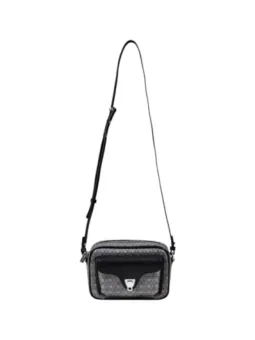 "Coccinelle Graue Leder-Umhängetasche mit Print & Zip"