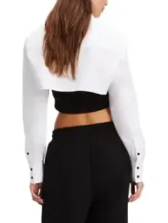 "Karl Lagerfeld Jeans Hemden im Sale | Karl Lagerfeld Jeans - Damen Herbst/Winter Hemd in Weiß mit Knöpfen, Langarm, Artikelcode A3W11006 - Hochwertige Baumwollmisch online kaufen"|Planet-Deluxe