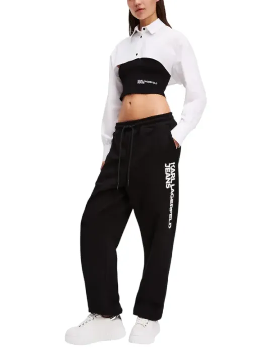 "Karl Lagerfeld Jeans Hemden im Sale | Karl Lagerfeld Jeans - Damen Herbst/Winter Hemd in Weiß mit Knöpfen, Langarm, Artikelcode A3W11006 - Hochwertige Baumwollmisch online kaufen"|Planet-Deluxe